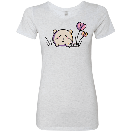 T-Shirts Heather White / S Kawaii Mouse and Tulips Women's Triblend T-Shirt
