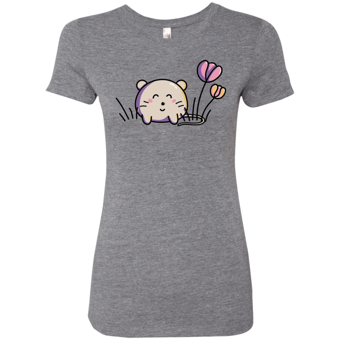 T-Shirts Premium Heather / S Kawaii Mouse and Tulips Women's Triblend T-Shirt