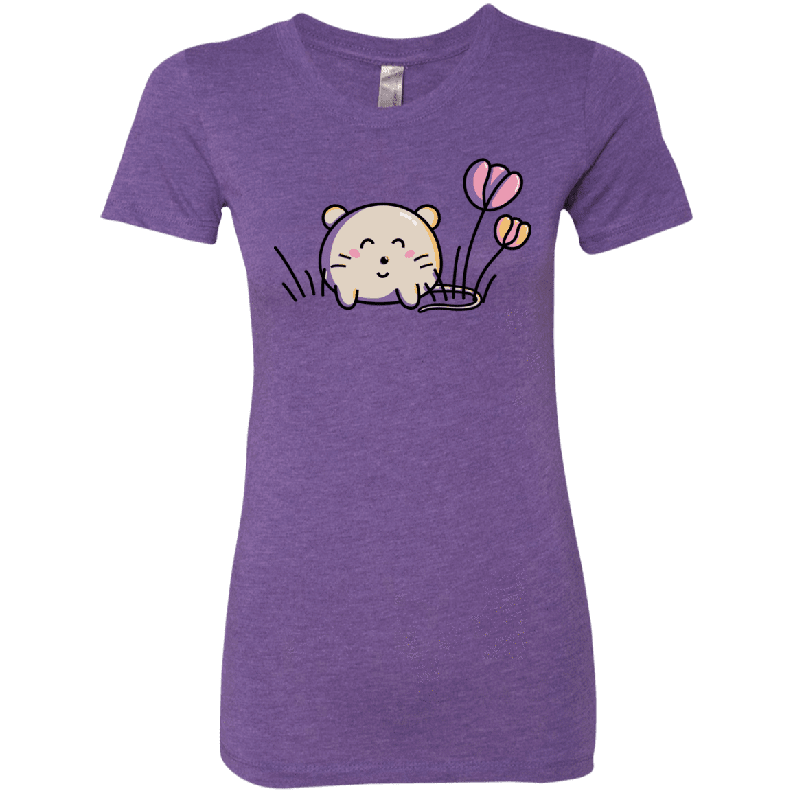 T-Shirts Purple Rush / S Kawaii Mouse and Tulips Women's Triblend T-Shirt
