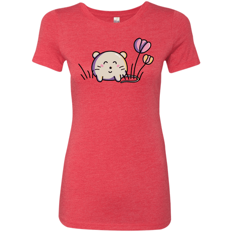 T-Shirts Vintage Red / S Kawaii Mouse and Tulips Women's Triblend T-Shirt