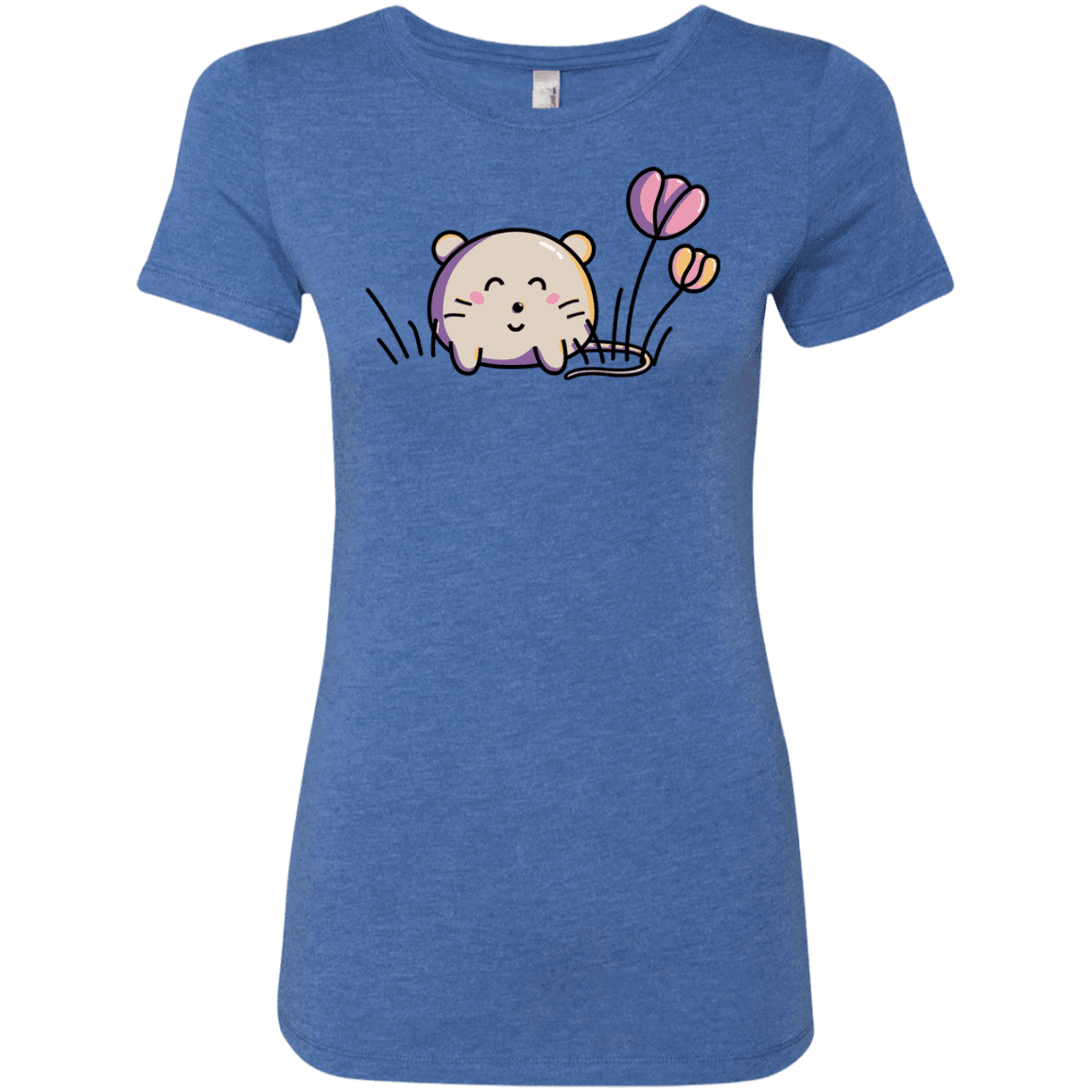 T-Shirts Vintage Royal / S Kawaii Mouse and Tulips Women's Triblend T-Shirt