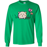 T-Shirts Irish Green / YS Kawaii Mouse and Tulips Youth Long Sleeve T-Shirt