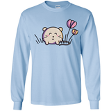 T-Shirts Light Blue / YS Kawaii Mouse and Tulips Youth Long Sleeve T-Shirt