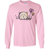 T-Shirts Light Pink / YS Kawaii Mouse and Tulips Youth Long Sleeve T-Shirt