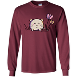 T-Shirts Maroon / YS Kawaii Mouse and Tulips Youth Long Sleeve T-Shirt