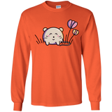 T-Shirts Orange / YS Kawaii Mouse and Tulips Youth Long Sleeve T-Shirt