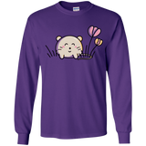 T-Shirts Purple / YS Kawaii Mouse and Tulips Youth Long Sleeve T-Shirt