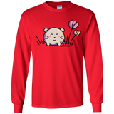 T-Shirts Red / YS Kawaii Mouse and Tulips Youth Long Sleeve T-Shirt