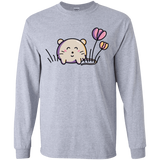T-Shirts Sport Grey / YS Kawaii Mouse and Tulips Youth Long Sleeve T-Shirt