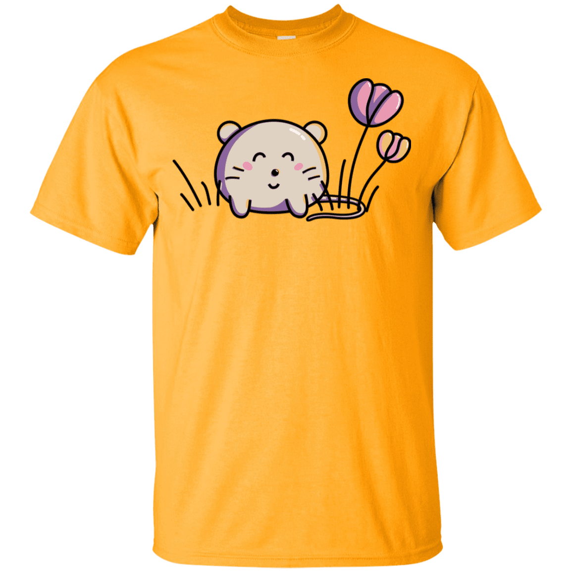 T-Shirts Gold / YXS Kawaii Mouse and Tulips Youth T-Shirt