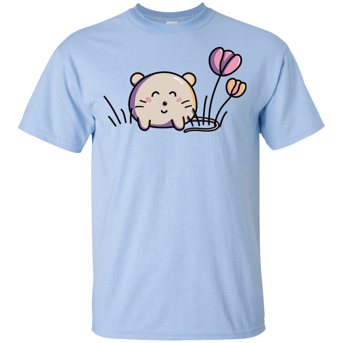 T-Shirts Light Blue / YXS Kawaii Mouse and Tulips Youth T-Shirt