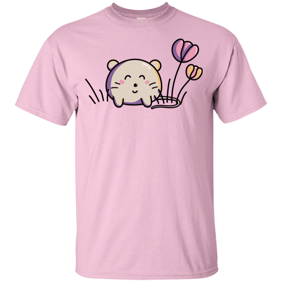 T-Shirts Light Pink / YXS Kawaii Mouse and Tulips Youth T-Shirt