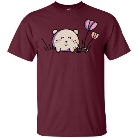 T-Shirts Maroon / YXS Kawaii Mouse and Tulips Youth T-Shirt