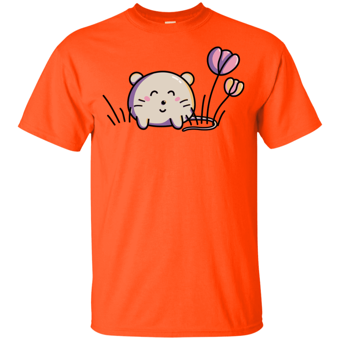 T-Shirts Orange / YXS Kawaii Mouse and Tulips Youth T-Shirt