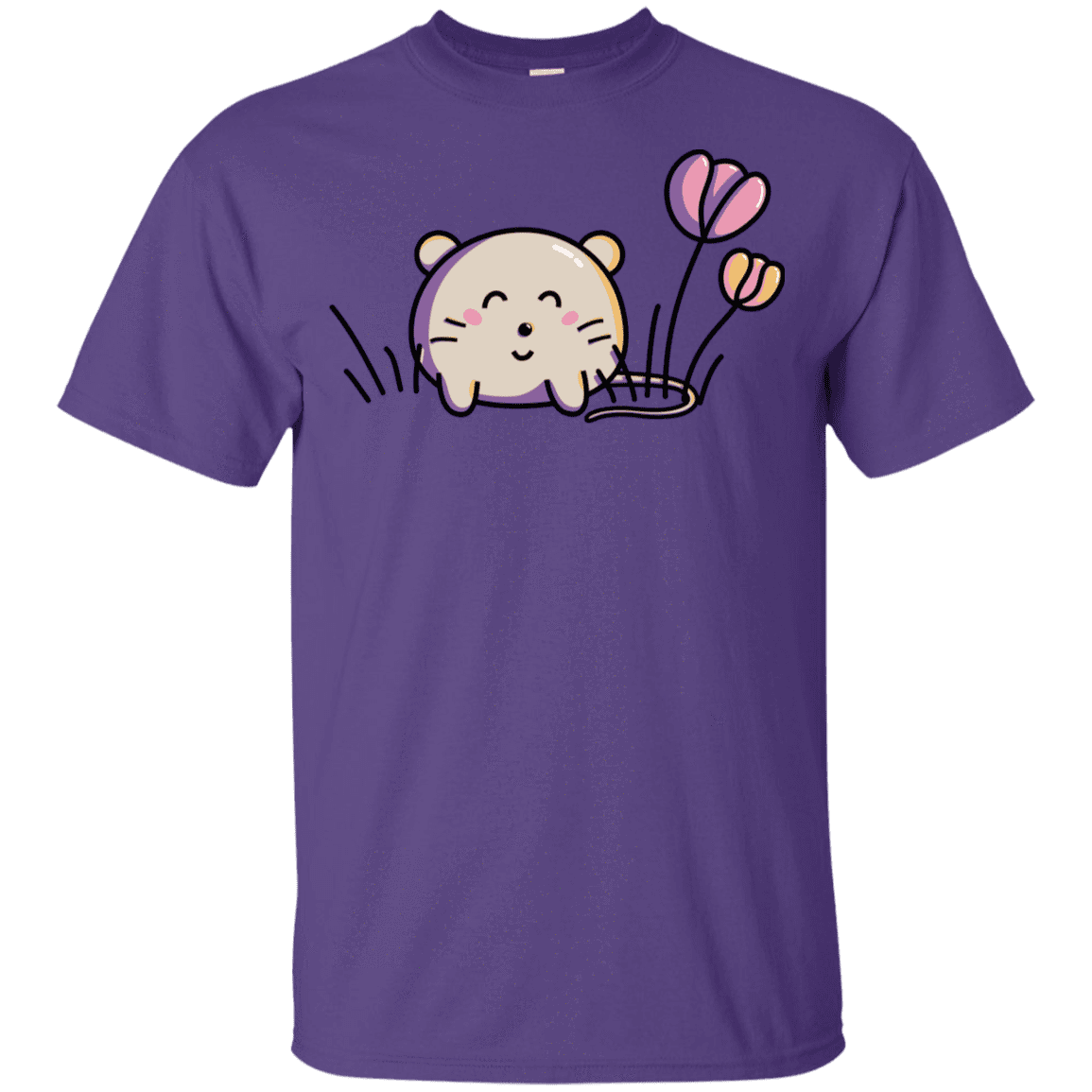 T-Shirts Purple / YXS Kawaii Mouse and Tulips Youth T-Shirt