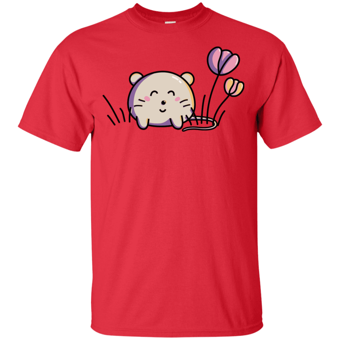 T-Shirts Red / YXS Kawaii Mouse and Tulips Youth T-Shirt