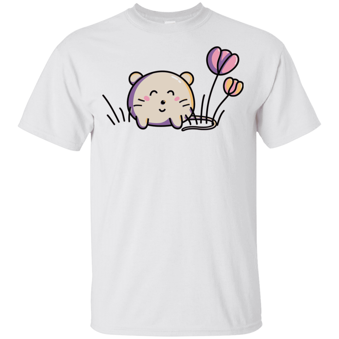 T-Shirts White / YXS Kawaii Mouse and Tulips Youth T-Shirt