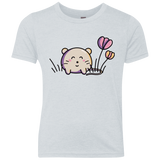 T-Shirts Heather White / YXS Kawaii Mouse and Tulips Youth Triblend T-Shirt