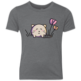 T-Shirts Premium Heather / YXS Kawaii Mouse and Tulips Youth Triblend T-Shirt