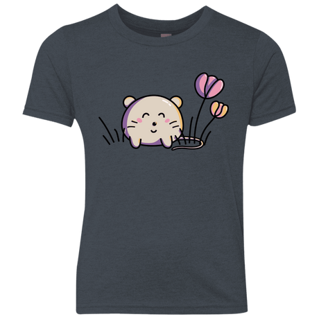 T-Shirts Vintage Navy / YXS Kawaii Mouse and Tulips Youth Triblend T-Shirt