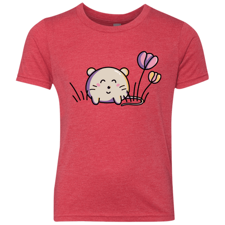 T-Shirts Vintage Red / YXS Kawaii Mouse and Tulips Youth Triblend T-Shirt