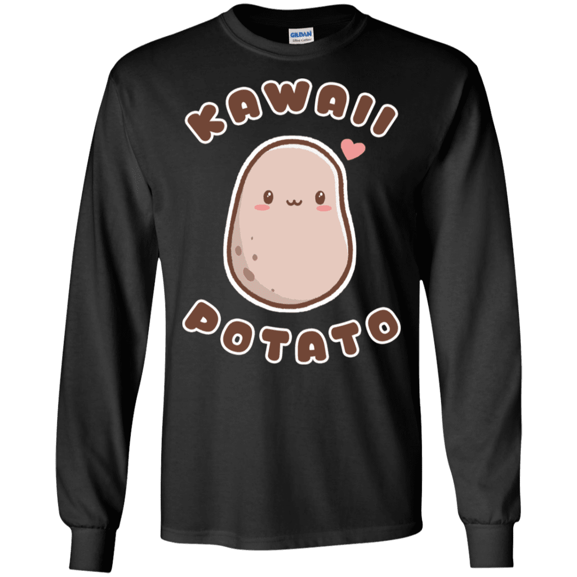 T-Shirts Black / S Kawaii Potato Men's Long Sleeve T-Shirt