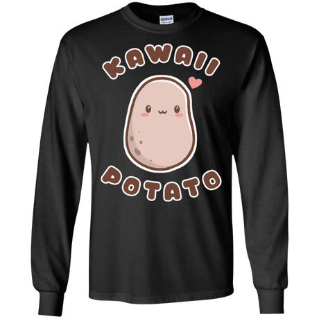 T-Shirts Black / S Kawaii Potato Men's Long Sleeve T-Shirt