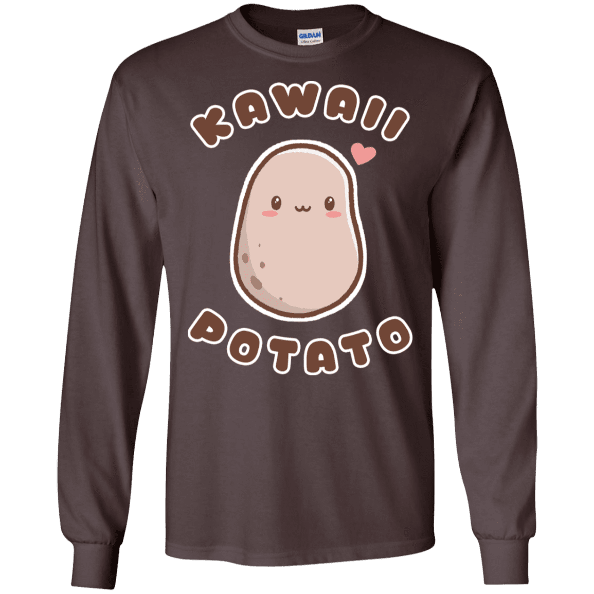 T-Shirts Dark Chocolate / S Kawaii Potato Men's Long Sleeve T-Shirt