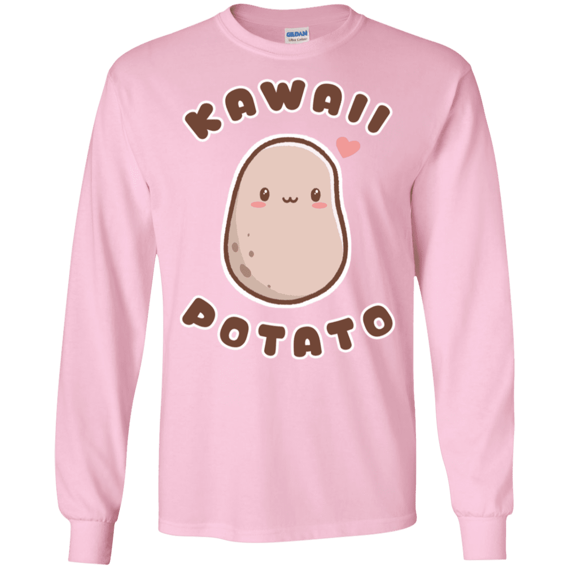 T-Shirts Light Pink / S Kawaii Potato Men's Long Sleeve T-Shirt