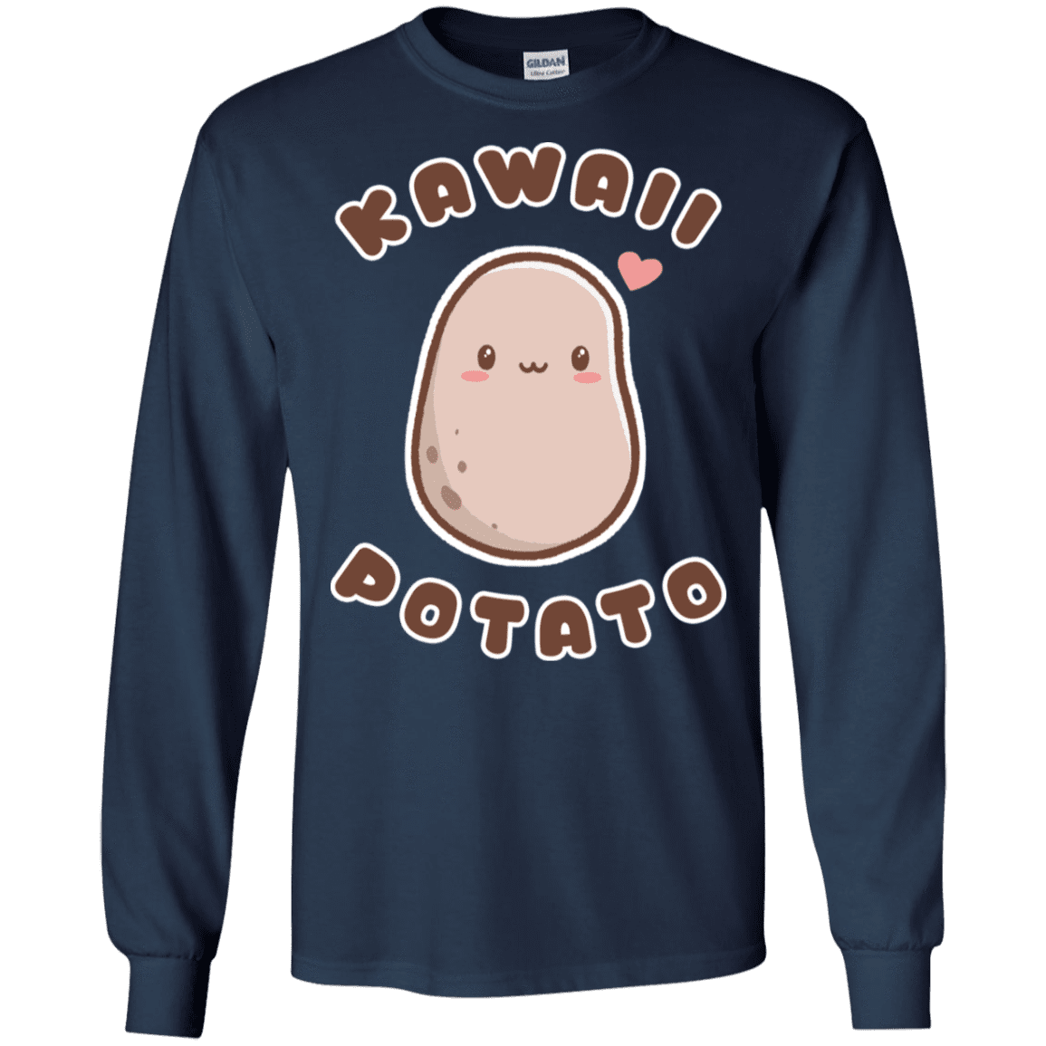 T-Shirts Navy / S Kawaii Potato Men's Long Sleeve T-Shirt