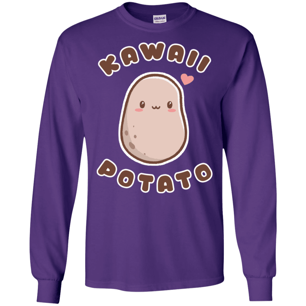 T-Shirts Purple / S Kawaii Potato Men's Long Sleeve T-Shirt