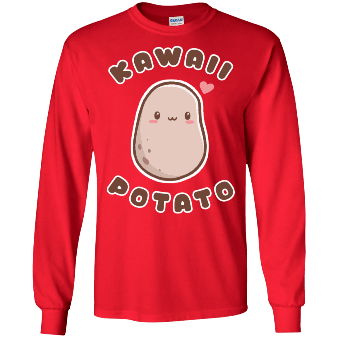 T-Shirts Red / S Kawaii Potato Men's Long Sleeve T-Shirt