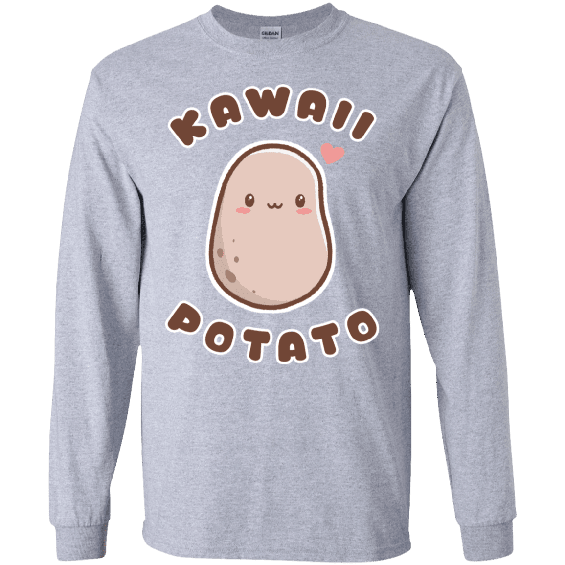 T-Shirts Sport Grey / S Kawaii Potato Men's Long Sleeve T-Shirt