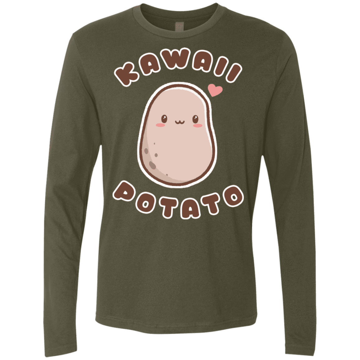 T-Shirts Military Green / S Kawaii Potato Men's Premium Long Sleeve