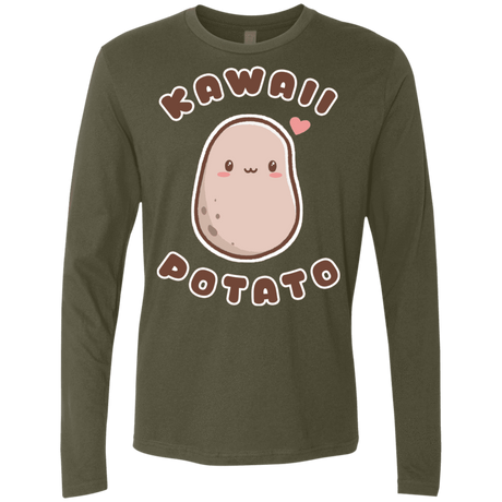 T-Shirts Military Green / S Kawaii Potato Men's Premium Long Sleeve