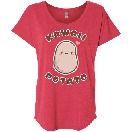T-Shirts Vintage Red / X-Small Kawaii Potato Triblend Dolman Sleeve