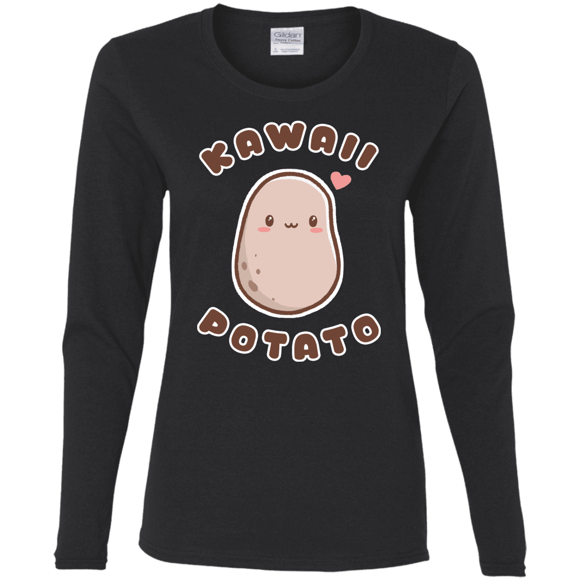 T-Shirts Black / S Kawaii Potato Women's Long Sleeve T-Shirt