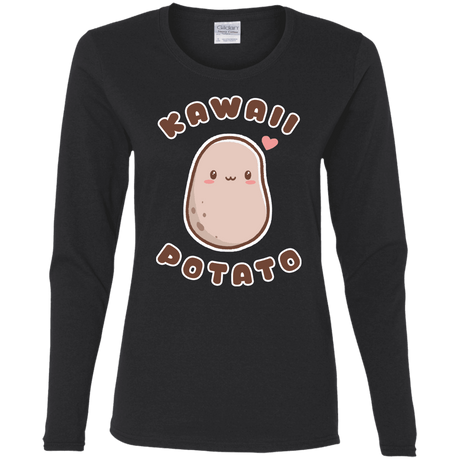 T-Shirts Black / S Kawaii Potato Women's Long Sleeve T-Shirt