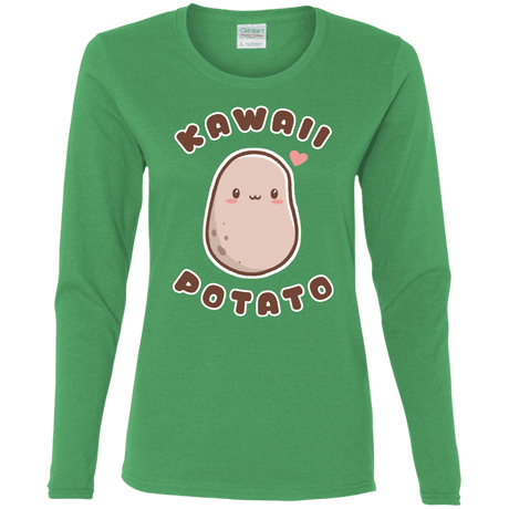 T-Shirts Irish Green / S Kawaii Potato Women's Long Sleeve T-Shirt