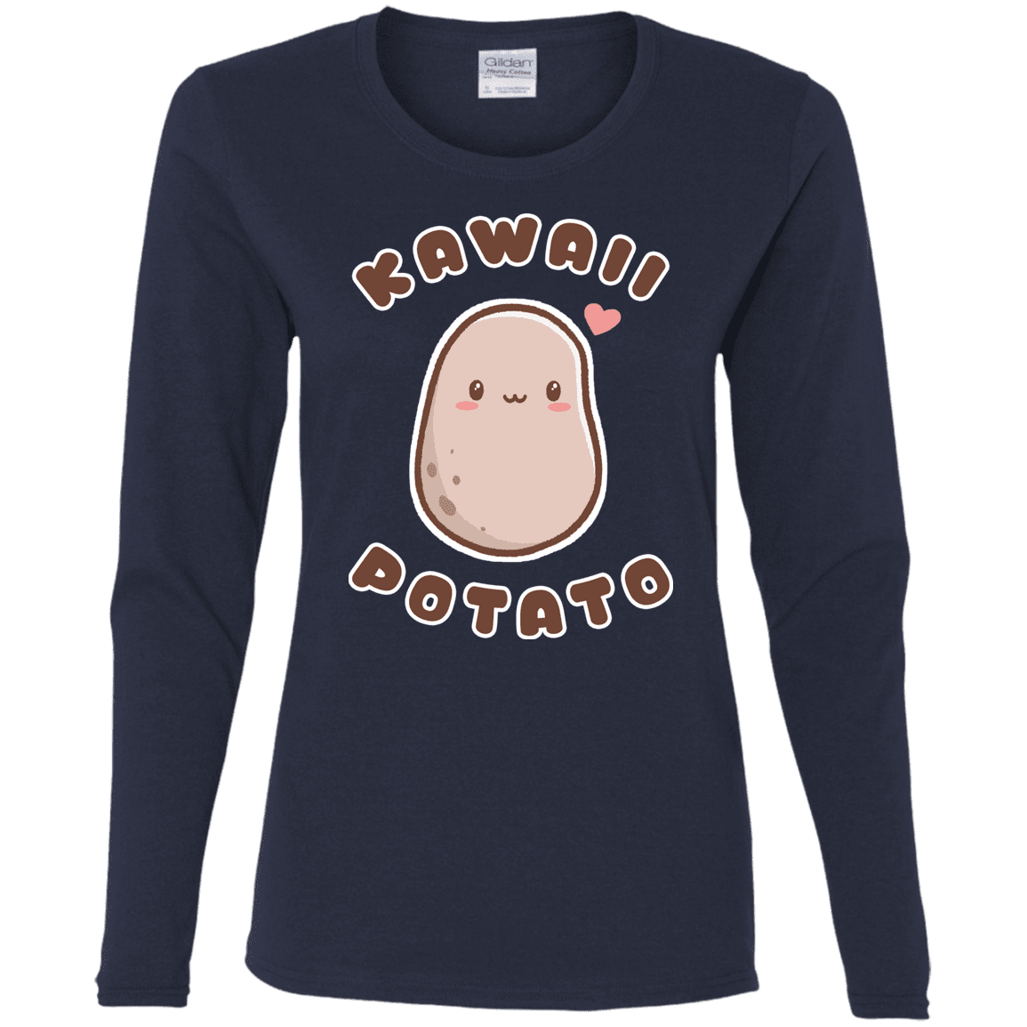 T-Shirts Navy / S Kawaii Potato Women's Long Sleeve T-Shirt