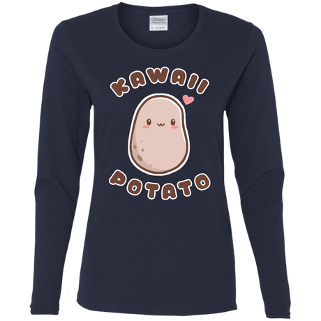 T-Shirts Navy / S Kawaii Potato Women's Long Sleeve T-Shirt