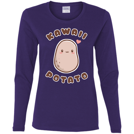 T-Shirts Purple / S Kawaii Potato Women's Long Sleeve T-Shirt