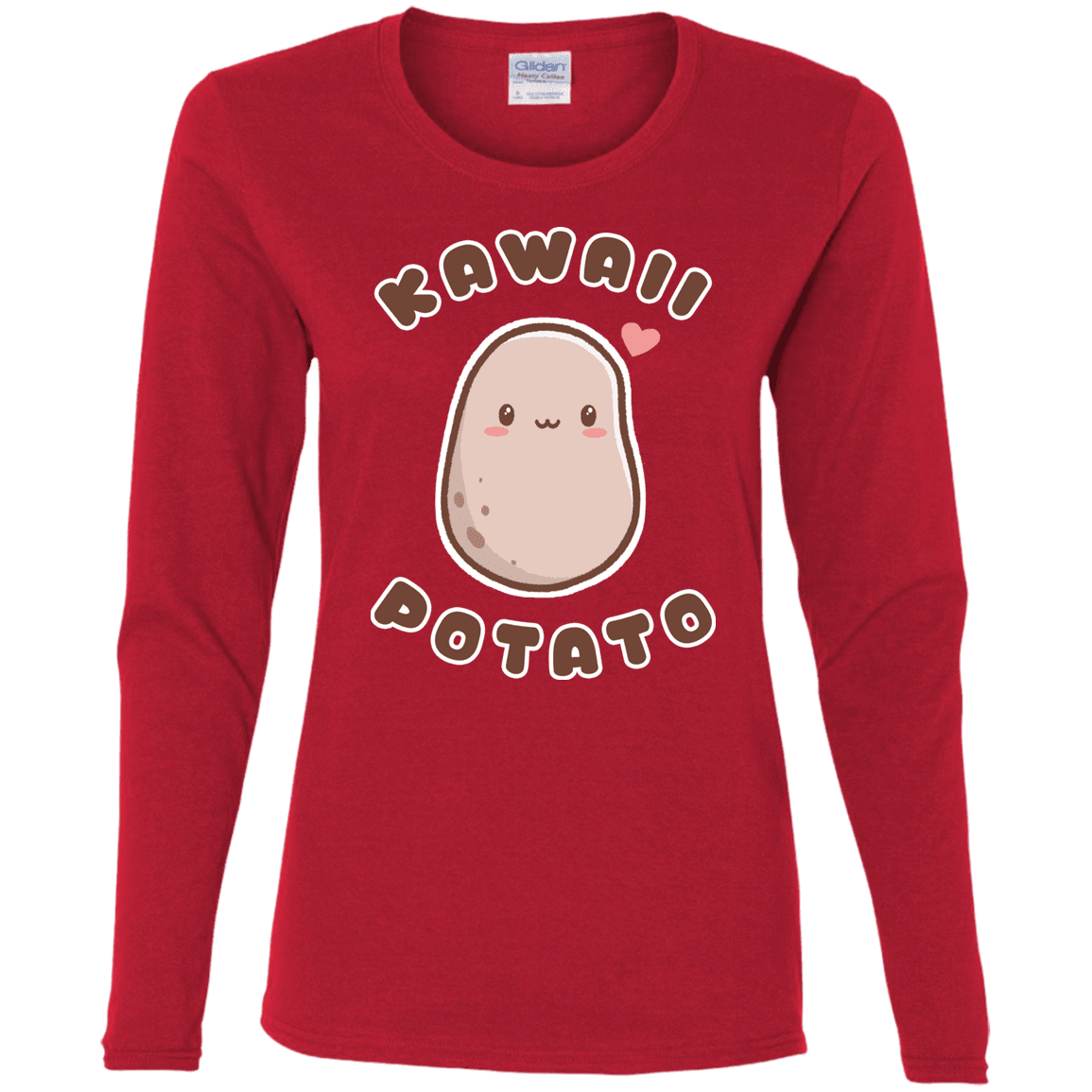 T-Shirts Red / S Kawaii Potato Women's Long Sleeve T-Shirt