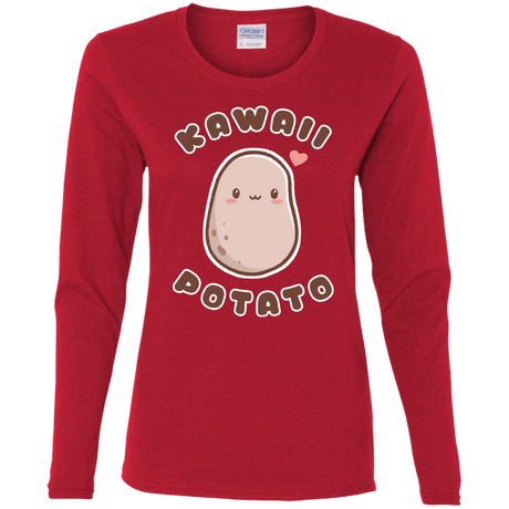 T-Shirts Red / S Kawaii Potato Women's Long Sleeve T-Shirt