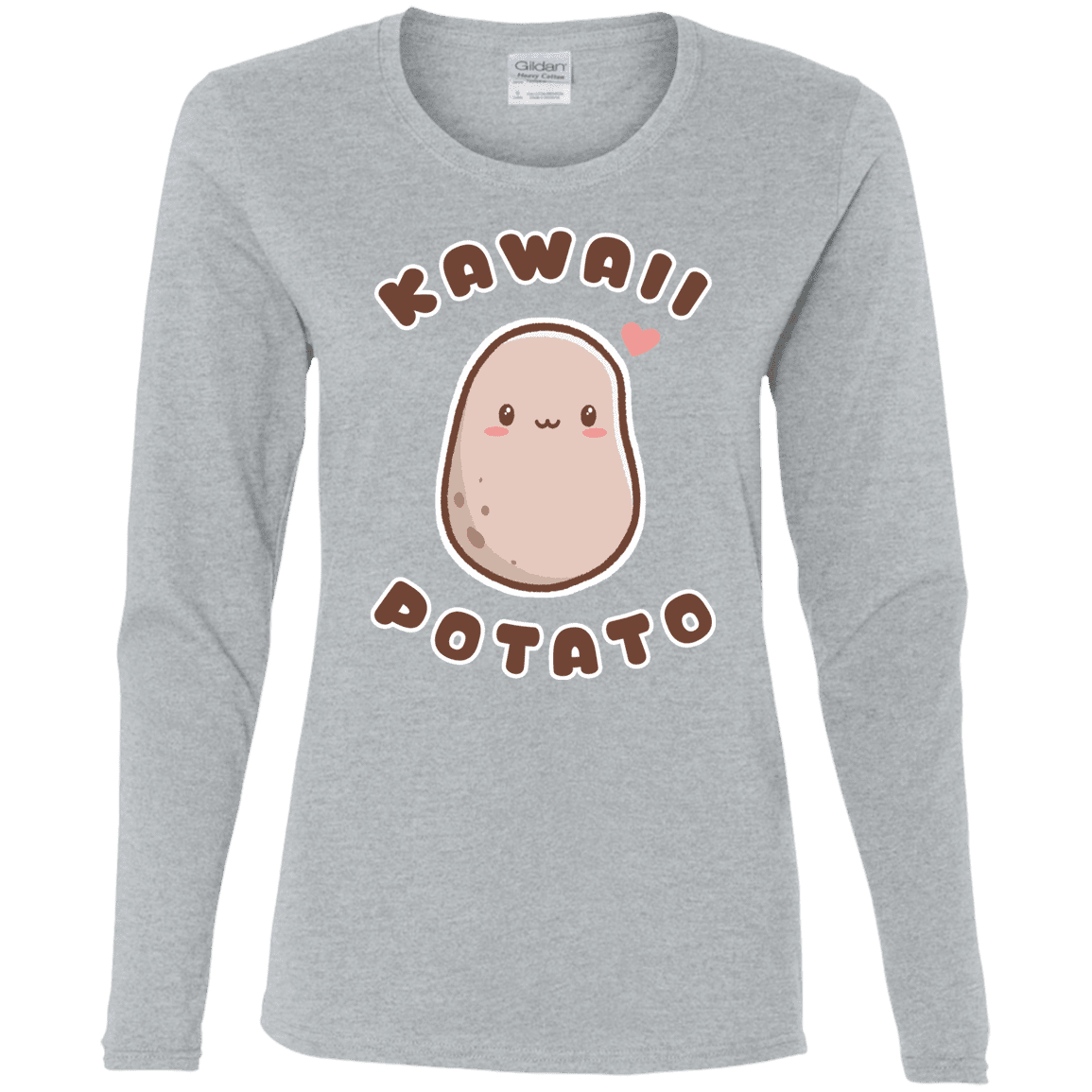 T-Shirts Sport Grey / S Kawaii Potato Women's Long Sleeve T-Shirt