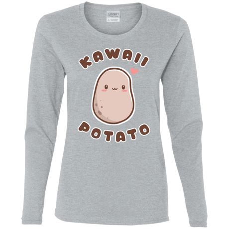 T-Shirts Sport Grey / S Kawaii Potato Women's Long Sleeve T-Shirt