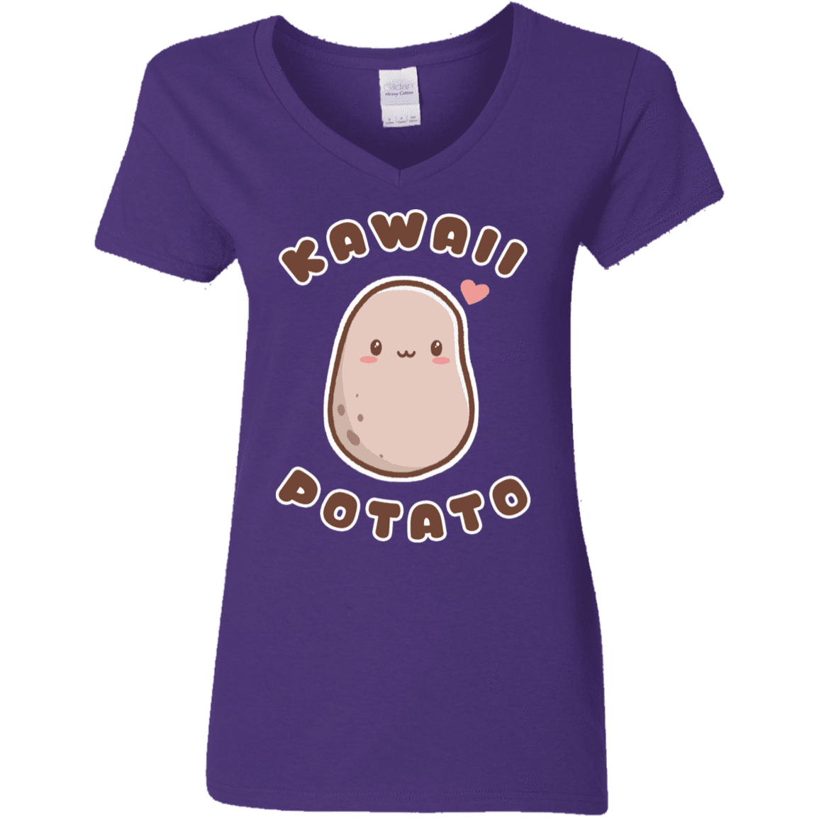 T-Shirts Purple / S Kawaii Potato Women's V-Neck T-Shirt