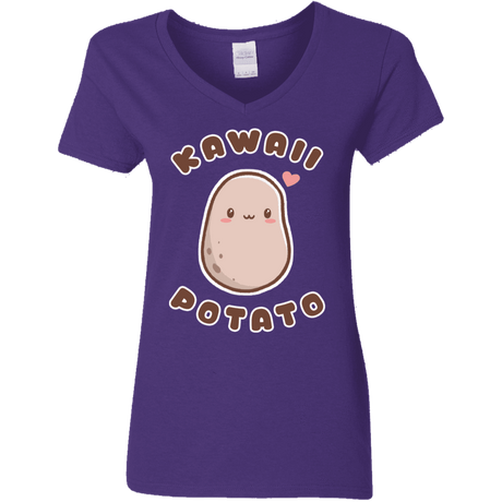 T-Shirts Purple / S Kawaii Potato Women's V-Neck T-Shirt