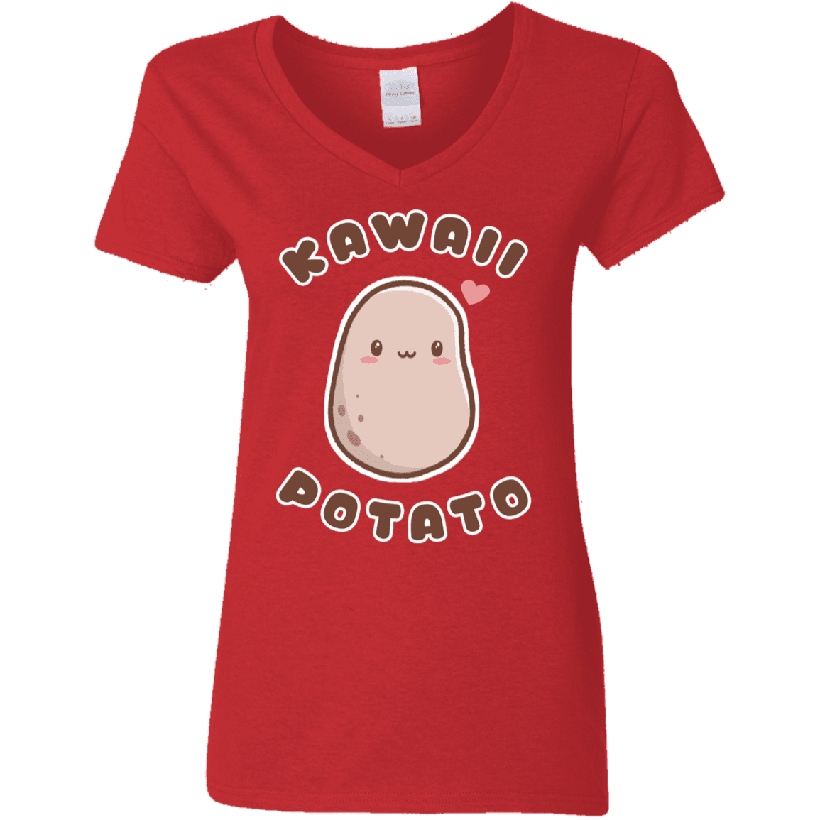 T-Shirts Red / S Kawaii Potato Women's V-Neck T-Shirt