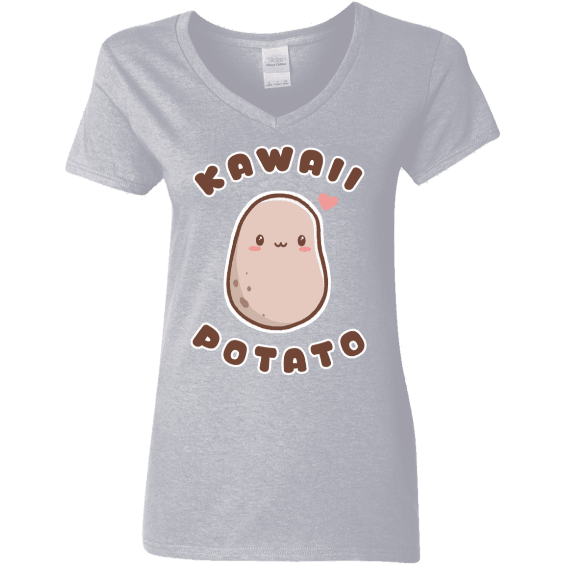 T-Shirts Sport Grey / S Kawaii Potato Women's V-Neck T-Shirt